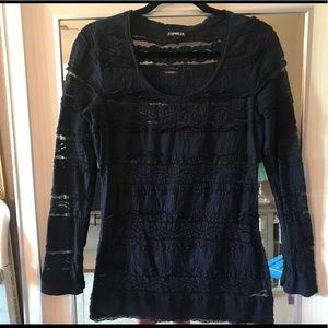 Express - Navy long sleeve lace blouse